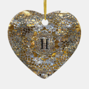 Heirloom Heart Elegant Monogram Ceramic Tree Decoration