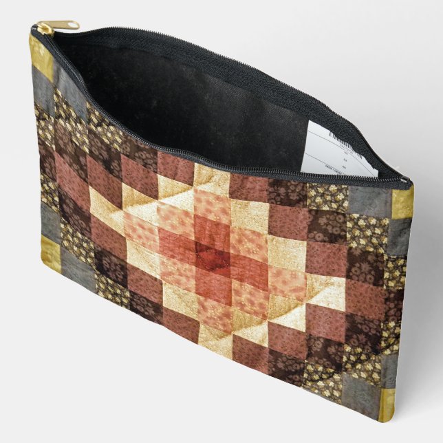 Heirloom Quilt Pattern Accessory Pouch (Open)