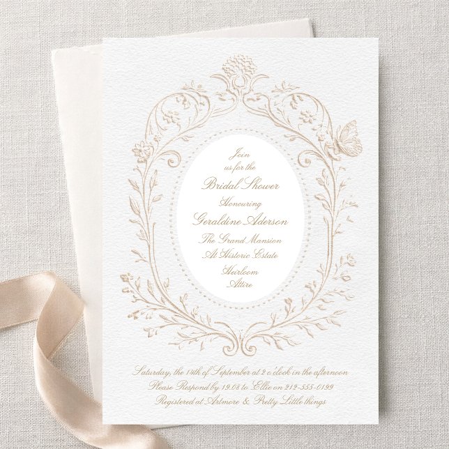 Heirloom Rococo Botanical Frame Bridal Shower Invitation (Creator Uploaded)