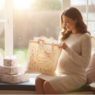 Heirloom Rose Bow and Stork Baby Shower  Tote Bag