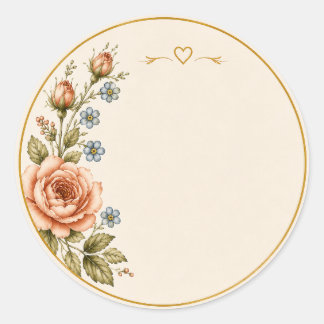 Heirloom Rose Garden Wedding Guest Name Classic Round Sticker