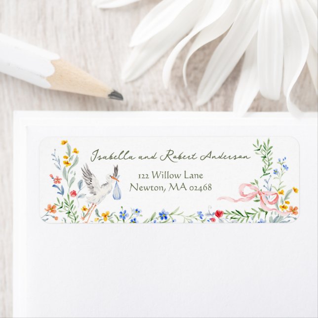 Heirloom Rose Ribbon and Stork Baby Shower (Insitu)