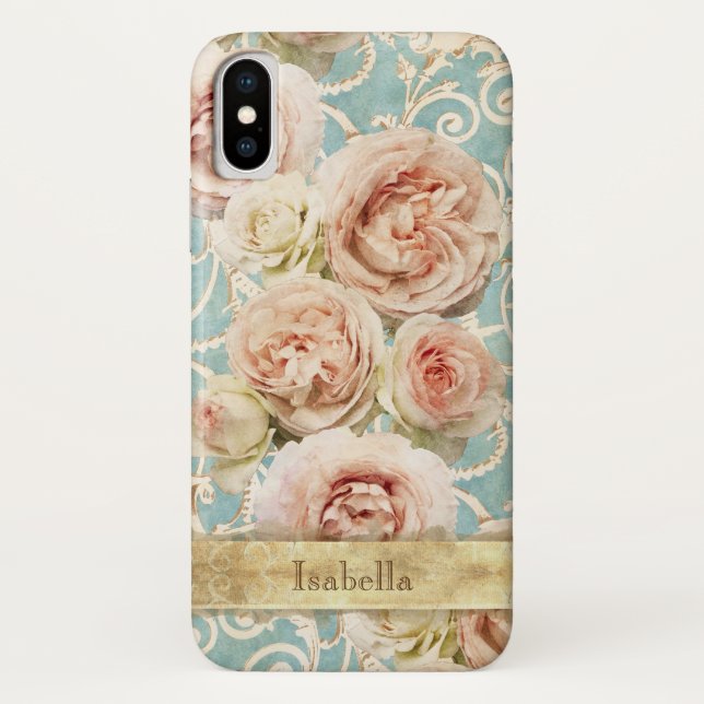Heirloom Roses with Damask Personalised Case-Mate iPhone Case (Back)