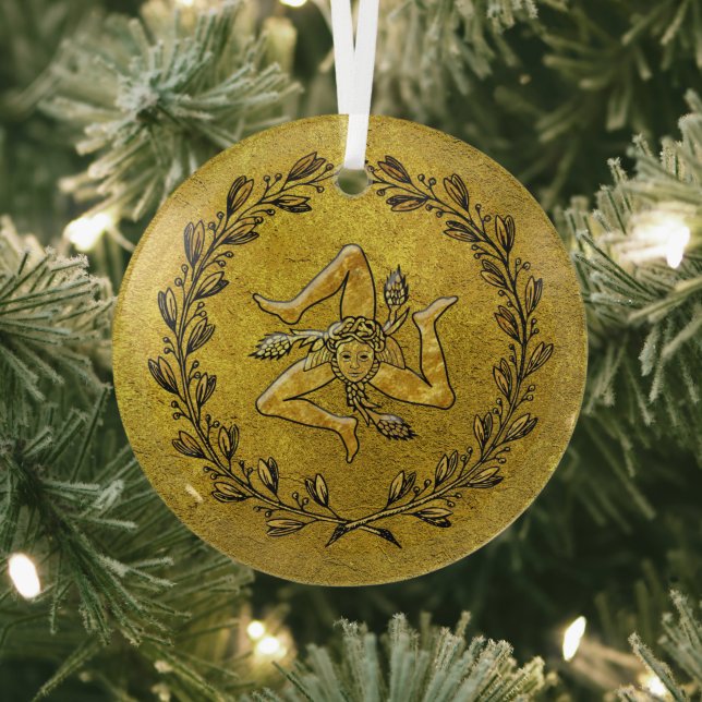 Heirloom Sicilian Trinacria Gold  Glass Tree Decoration (Insitu)