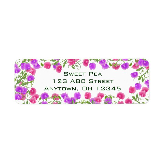 Heirloom Sweet Pea Flowers Label (Front)