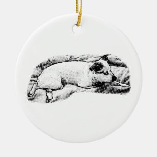 Heirloom Terrier with Starry Dots Ceramic Tree Decoration