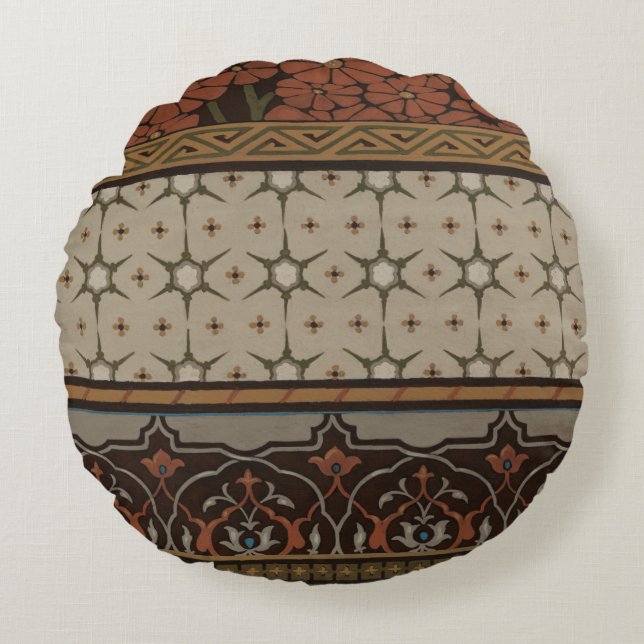 Heirloom Textile with Decorative Patterns Round Cushion (Front)