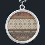 Heirloom Textile with Decorative Patterns Silver Plated Necklace<br><div class="desc">Print of a decorative heirloom textile by June Erica Vess. Features floral patterns on a tan background. If you like earth tones and flowers this is the purchase for you!</div>