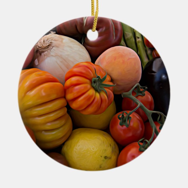 Heirloom Tomatoes Ceramic Tree Decoration (Front)