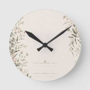 Heirloom Wedding Invitation with Refined Botanical Round Clock