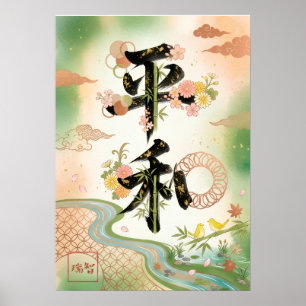 Heiwa: Elegant Calligraphy "Peace" Art Poster