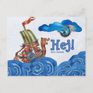 Hej! (Hello) Swedish Viking Postcard