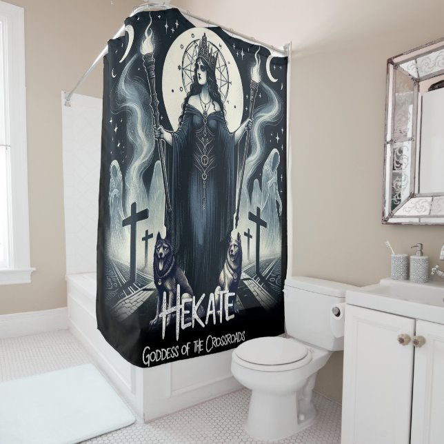 Hekate Goddess of the Crossroads Ghostly Spirits Shower Curtain (In Situ)
