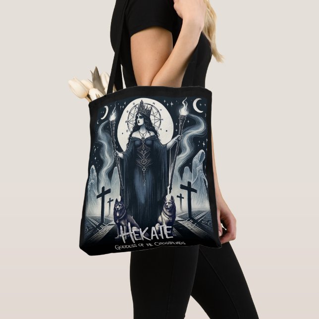 Hekate Goddess of the Crossroads Ghostly Spirits Tote Bag (Close Up)