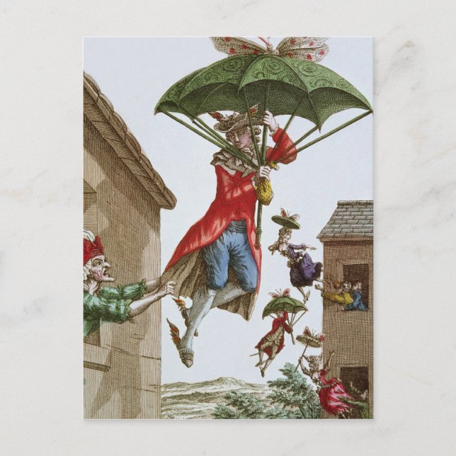 Held Aloft by Umbrellas and Butterflies Postcard (Front)