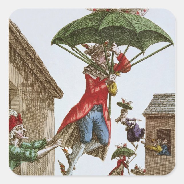 Held Aloft by Umbrellas and Butterflies Square Sticker (Front)