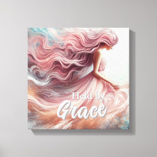 Held by Grace  Custom Message Christian Canvas Print (Front)