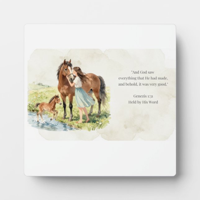 Held by His Word Horse Family Scripture Wall Art – Plaque (Front)