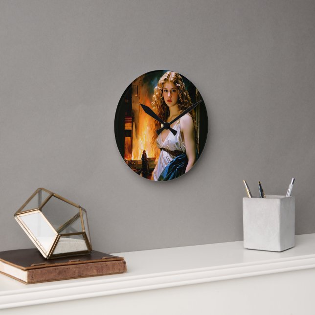 "Helen, A Spartan’s Beauty, Troy’s Fire" Round Clock (Office)