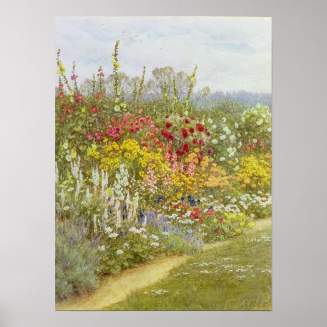 Helen Allingham Vintage A Herbaceous Border Poster (Front)