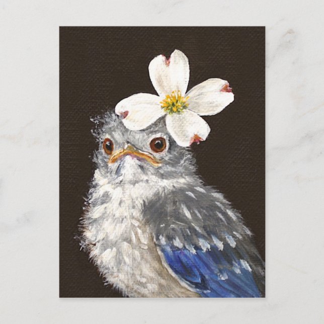 Helen baby bluebird with dogwood postcard (Front)
