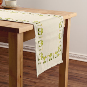 Helen Foster Ginkgo Border Stencil Short Table Runner
