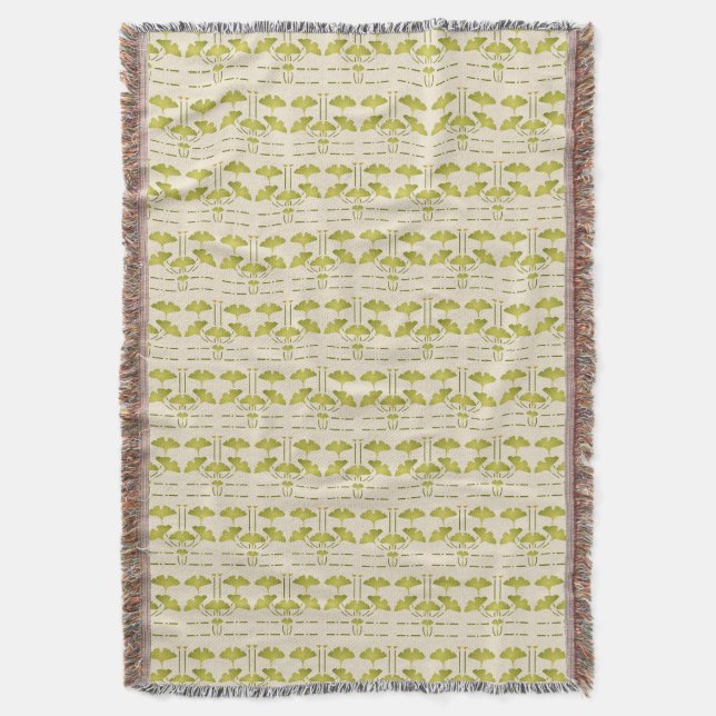 Helen Foster Ginkgo Pattern Throw Blanket (Front Vertical)
