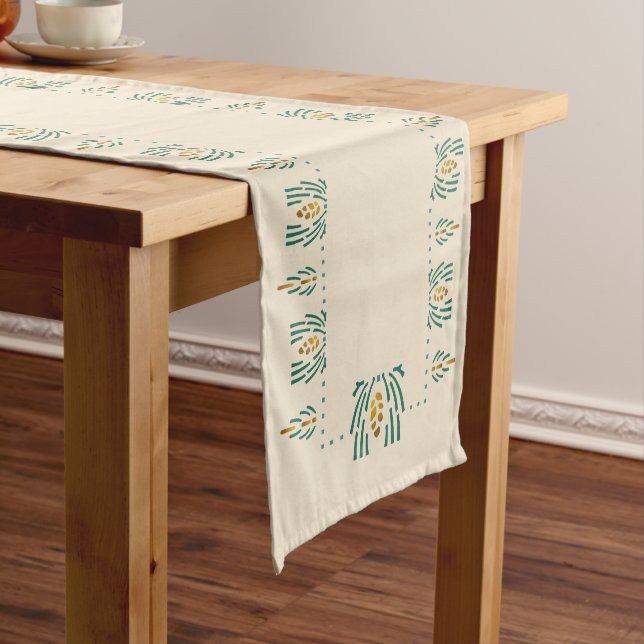 Helen Foster Pine Border Stencil Long Table Runner (In Situ)