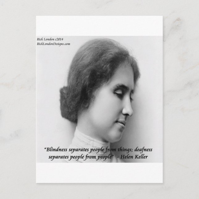 Helen Keller & Famous Deaf/Blind Quote Postcard (Front)
