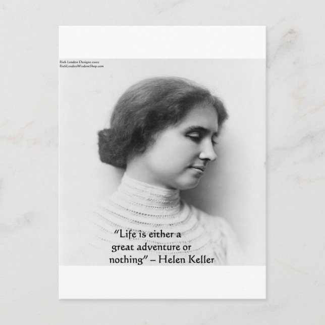 Helen Keller "Life Is Adventure" Wisdom Quote Gift Postcard (Front)