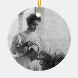 Helen Keller Watering Plants Portrait Ceramic Tree Decoration