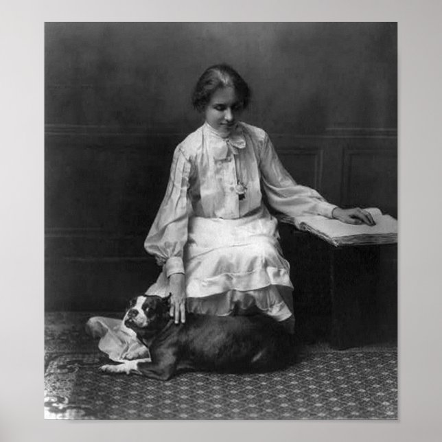 Helen Keller with Dog Poster (Front)