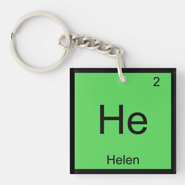 Helen  Name Chemistry Element Periodic Table Key Ring (Front)