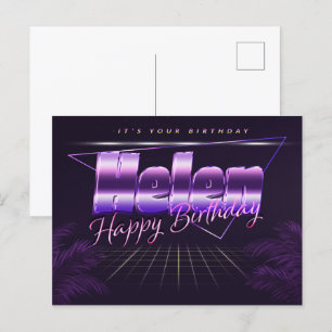 Helen Name Vorname lila Postkarte Geburtstag Postcard