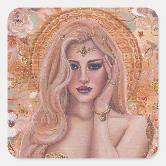 Helen of Troy golden art by Renee Lavoie Square Sticker (Front)