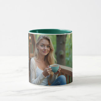 Helena Chevalier Enjoying Coffee/ Forest Balcony Mug