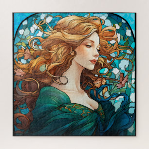 Helena - Dark Blonde Woman in Art Nouveau Style Jigsaw Puzzle