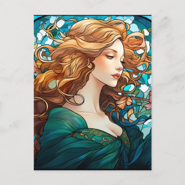 Helena - Dark Blonde Woman in Art Nouveau Style Postcard (Front)