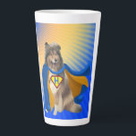 Helena Latte Mug<br><div class="desc">Our heroine pup Helena in a cape.

Every purchase helps a collie in need!  To learn more about Helena our Heroine and our organization,  please visit our website: www.ColliesWithoutBorders.org</div>