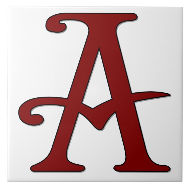 Helena Letter A in Red Monogram Tile (Front)