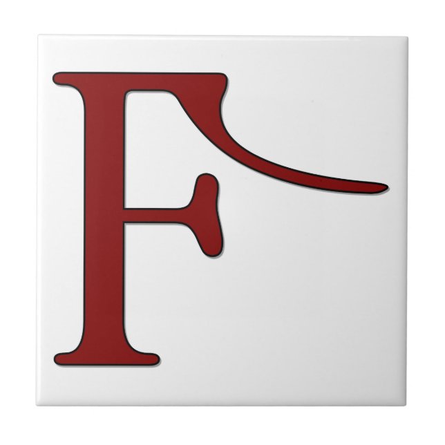 Helena Letter F in Red Monogram Tile (Front)