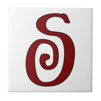 Helena Letter S in Red Monogram Tile