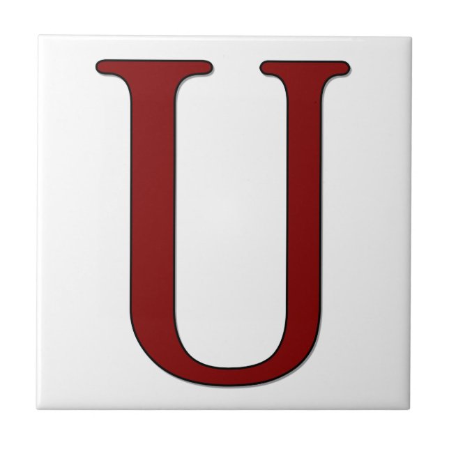 Helena Letter U in Red Monogram Tile (Front)