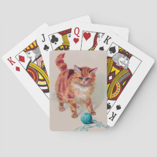 Helena Maguire Orange Cat with Blue Yarn Playing Cards