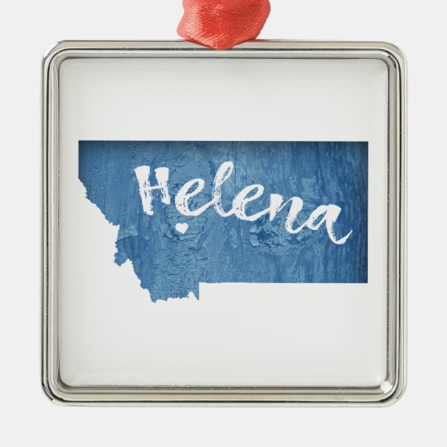Helena Montana Wood Grain Metal Tree Decoration (Front)