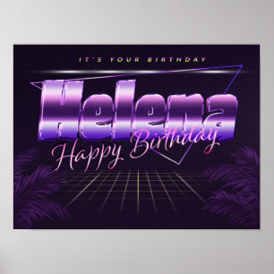 Helena Name Vorname lila retro Poster Geburtstag