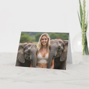 Helenaig and Her Gentle Baby Elephant Companions Thank You Card
