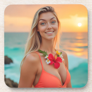 Helena's Ocean Whisper: A Tranquil Getaway Plastic Coaster