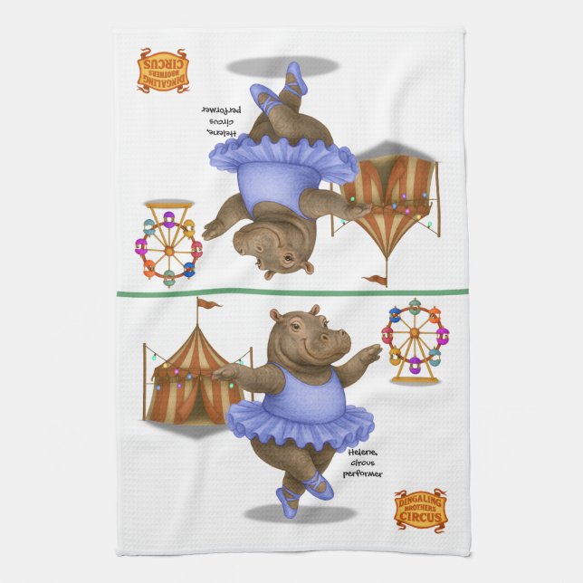 Helene circus performer tea towel (Vertical)