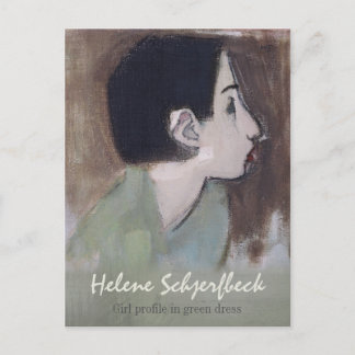 Helene Schjerfbeck Girl profile in green dress Postcard
